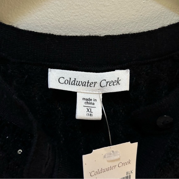 Coldwater Creek ~ new ~ Black Sequined 3/4 Sleeve Cardigan Sweater in size XL - Picture 2 of 9